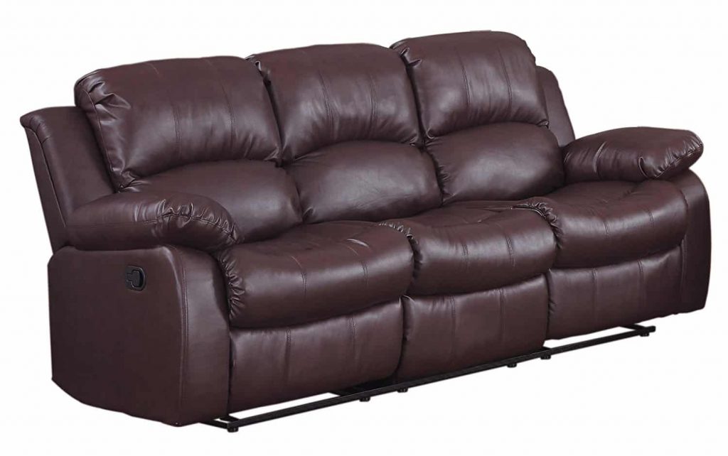 Homelegance Double Seat Reclining Sofa Brown Bonded Leather 1024x642 
